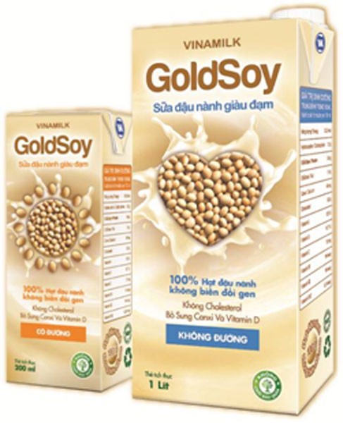 Sữa đậu nành giàu đạm GoldSoy được làm từ 100% Hạt đậu nành không biến đổi gen.